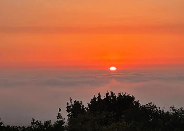 Tiny House With Sunset Over The Ocean
